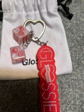New With Dustbag Glossier Red Collectible Las Vegas Keychain With Dice